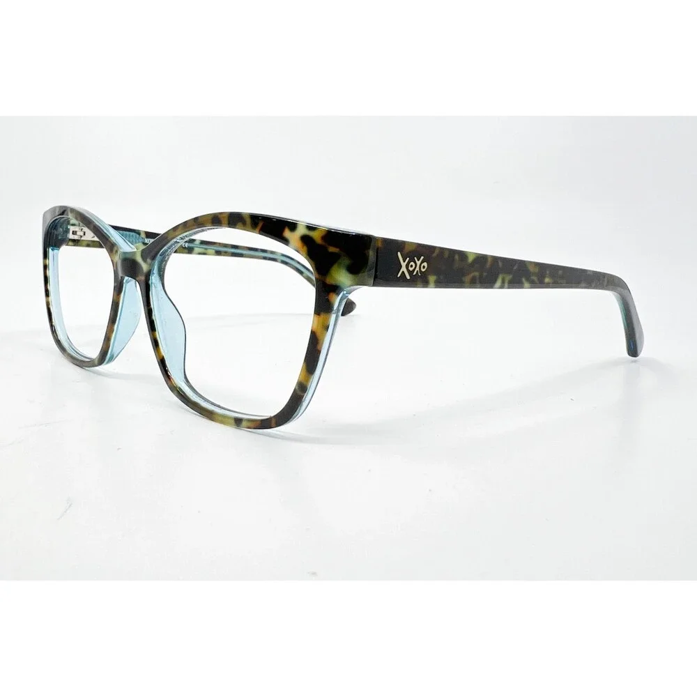 XOXO Eyeglasses Womens Blue Cheetah Caracas Cat Eye Frames 52-15-135